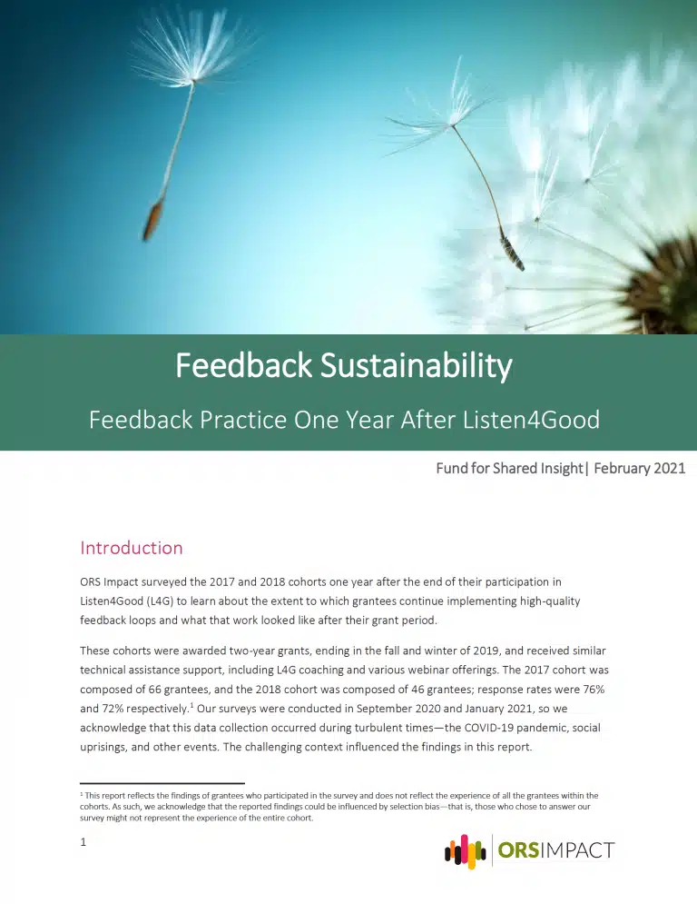 ORS Feedback Sustainability Report