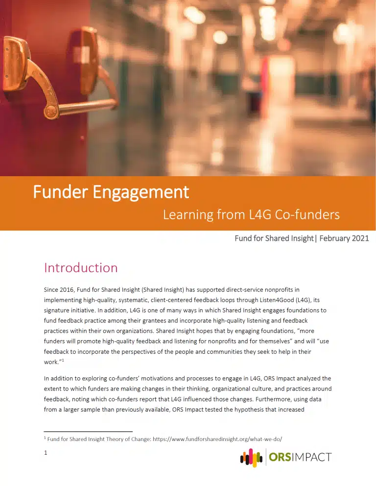 ORS Funder Engagement Report Feb 2021