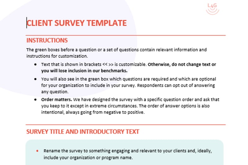 Client Survey Template cover image