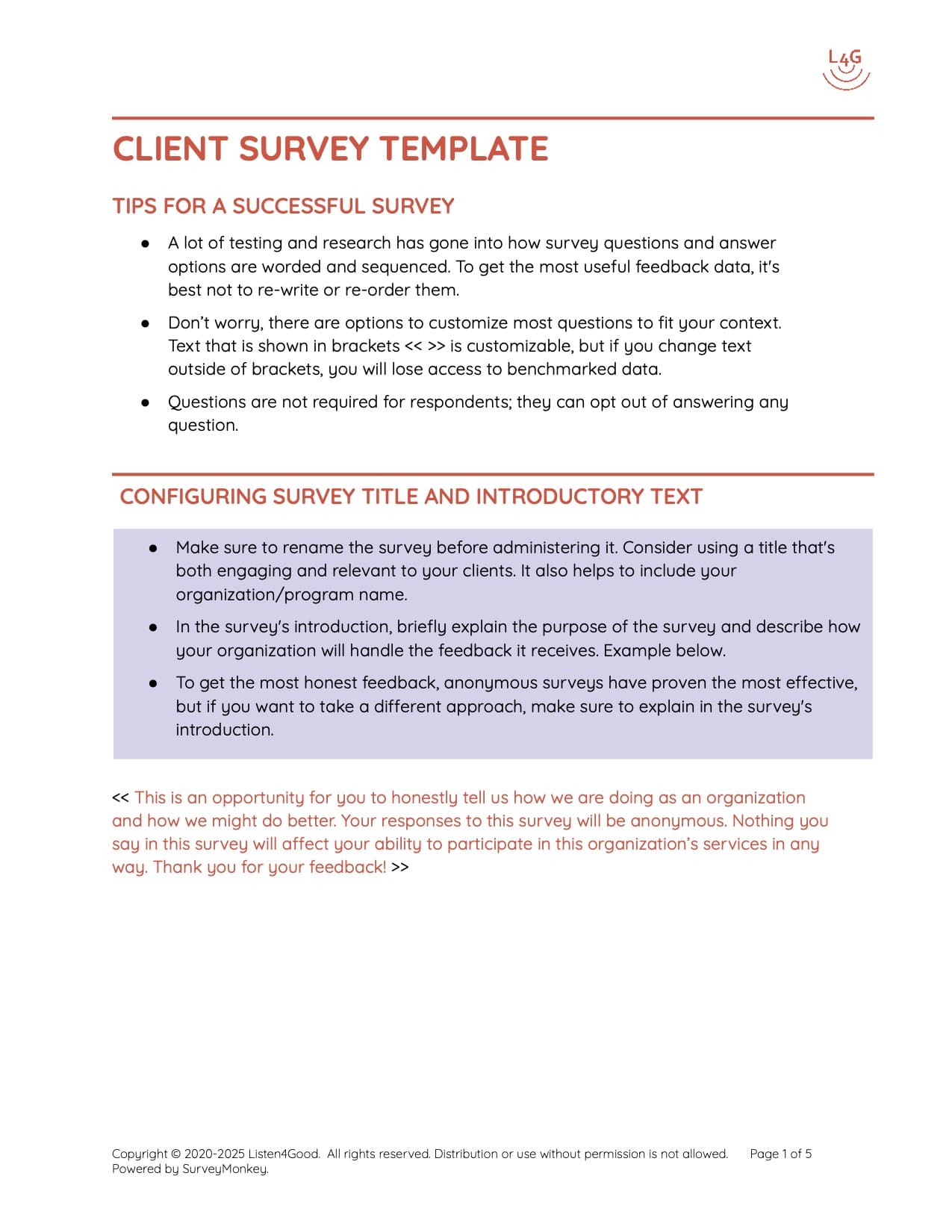 Client Survey Template cover